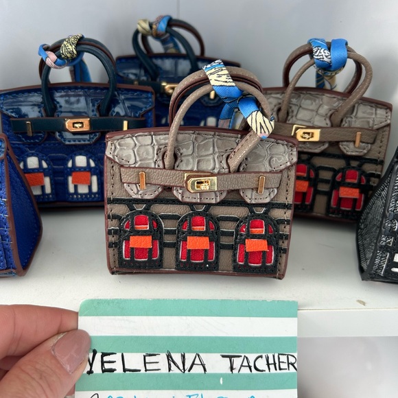 Handbags - Tan bag, charm your butt holder key fob holder Christmas ornament mini bag